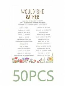 50张新娘送礼会游戏卡片 - 野花主题新娘送礼会游戏卡片、单身派对游戏卡片、春季花卉主题订婚派对用品 - 查看 11