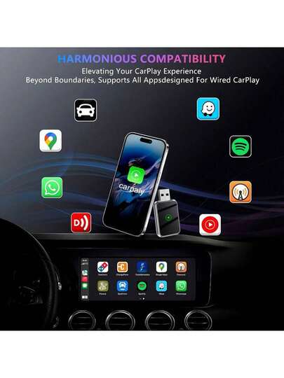 2-In-1 Wireless CarPlay Adapter For IPhone, Plug And Play USB, Converts Wired To Wireless CarPlay, Stable And Lag-Free, Compact And Portable