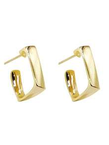 1 par de pendientes de botón cuadrados dorados de estilo minimalista, con diseño geométrico hueco, elegantes y versátiles, regalo para vacaciones/Día de San Valentín - irregular - Ver 13
