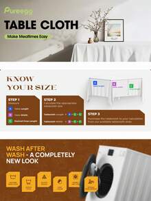 1pc White Rectangular Tablecloth, 150 X 259.08 Cm, Thickened Polyester Fabric Tablecloth, Suitable For Party, Banquet, Dining, Birthday, Wedding - Multicolor - View 10