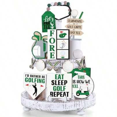 3 Pcs Golf Tiered Tray Decoration Wooden Golf Table Centerpieces Decor Ric Wooden Sport Game Sign For Fans Ball Te Party Supplies