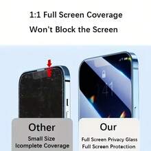 3pcs Compatible With IPhone 11, 12, 13, 14, 15, 16, 17 Pro/ProMax, Apple Anti-Peeping Tempered Glass Screen Protector, Ultra-Clear Glass Material, Full Coverage Anti-Scratch - Black - View 3