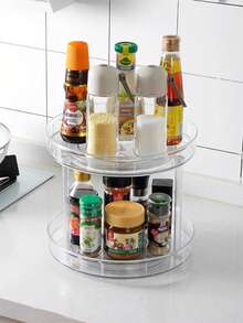 1pc Lazy Susan 360° Swivel Organizer Turntable For Kitchen. Multi-Layer Storage Rack Rotating Spice Rack Storage Tray For Kitchen Countertop, Refrigerator, Cabinet, Pantry, Kitchen Storage And Organization, Table Decor, Holiday Gift - View 8
