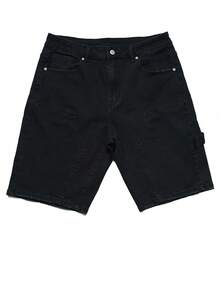 男士奢华美式街头时尚弹力牛仔短裤 - 黑色 - 查看 2