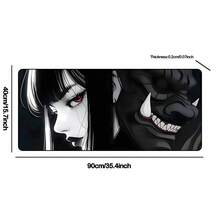 Large Size Dark Anime Girl Demon Mask Gaming Mouse Pad, Extended Non-Slip Rubber Base Desk Mat, Gothic Manga Aesthetic Computer Accessory, Durable Office Desk Pad Suitable For Home Office And Gaming Setup, Ideal Gift For Anime Fans And Gothic Enthusiasts - View 6