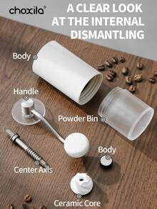 choxila 1pc Portable Coffee Grinder, Coffee Bean Grinder, Manual Coffee Grinder, 28g Capacity Ceramic Conical Burr, Adjustable Settings - Coffee Grinder - View 2