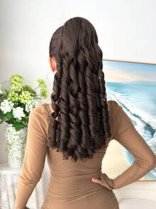 Dây buộc tóc đuôi ngựa dài 20 inch, chịu nhiệt, màu đen và nâu, xoăn, co giãn. - Black-brown - Xem 8