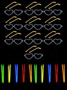 10 Sets/5 Sets/1 pieza Gafas con forma de corazón que brillan, Gafas de neón, Gafas con varillas luminosas, Gafas brillantes al por mayor para adultos, Suministros para fiestas que brillan en la oscuridad, Gafas fluorescentes, Adecuadas para baile, boda, Día de San Valentín, fiesta de cumpleaños, vacaciones y uso diario, Gafas de fiesta y accesorios de fiesta - Amar - Ver 12