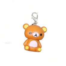 Cute Lazy Bear Keychain - Durable Plastic Bear With Zinc Alloy Chain And Key Ring, Adorable Brown And White Bear Pendant Suitable For Keys, Phones, Bags - Perfect Valentine's Day And Anniversary Couple Gift - A - 查看 3