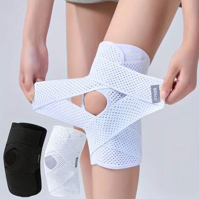 透气运动护膝套 压缩弹力护膝套 针织运动护膝 男女通用 适用于健身房户外活动 健身训练 舞蹈 滑冰 跑步 骑行 瑜伽 运动装备配件