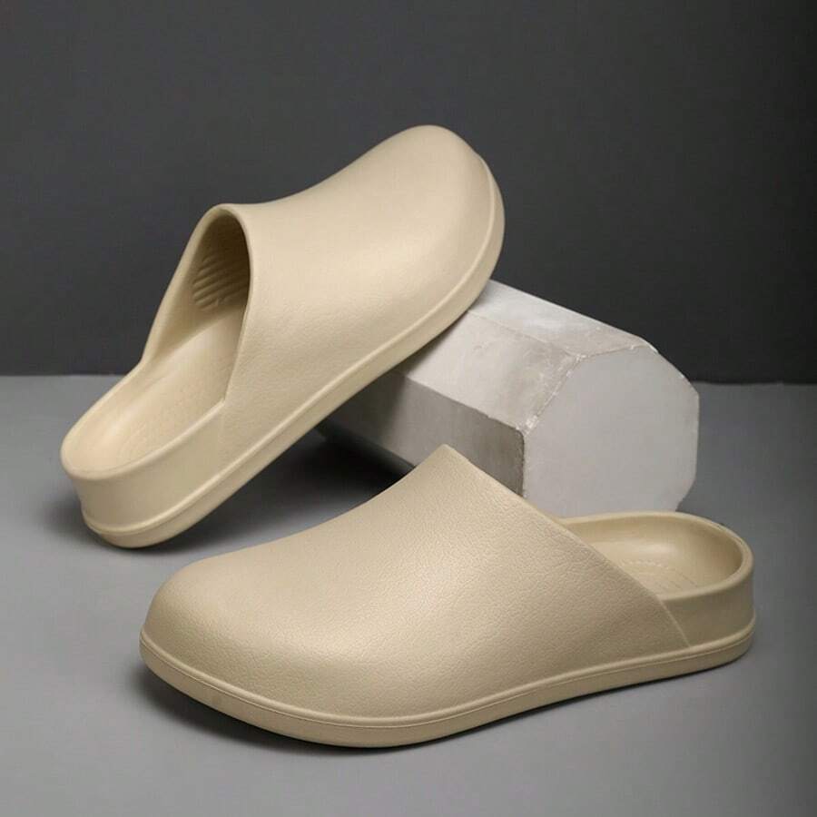 Men's Chef Shoes, Closed Toe Mule Clogs, Non-Slip Breathable Comfortable Slip-On Kitchen Shoes, Lightweight Soft Summer Chef Shoes, Fashion Black Work Shoes, Plus Size (Slight Color Difference) - Khaki - View 1
