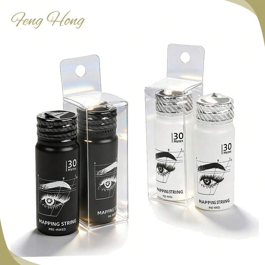 30M Microblading Eyebrow Mapping Ruler, Eyebrow Pencil Eyebrow Shaping Marker Tool, White/Black Marker Positioning Tool - View 1