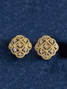 一对精致的立方氧化锆耳钉，适合女性佩戴，可用于婚礼、订婚、周年纪念、派对、情人节等各种场合。 - 1# - 查看 8