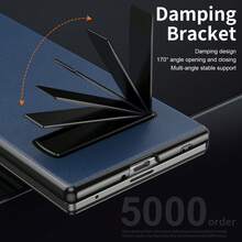 Ốp lưng gập từ tính đa góc tương thích với Samsung Galaxy Z Fold 7 6 5 4, chất liệu da cao cấp sang trọng, bảo vệ toàn thân, kiểu dáng mỏng nhẹ, có bản lề chắc chắn. - Màu xanh lam - Xem 5