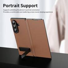 VIETAO Galaxy Z Fold 8 Ultra 7 6 5 4 多角度支架磁吸翻蓋折疊保護殼，高級商務人造皮革全包覆轉軸保護超薄殼 - 棕色 - 查看 10