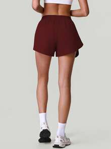 Short d'été léger pour femme avec ceinture élastique pour sports de plein air, course et yoga - Rouge foncé - Voir 8