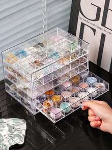 1pc Multi-Layer Acrylic Transparent Fashion Practical Multi-Function Nail Rhinestone Decoration Storage Box, Suitable For Rings, Earrings, Necklaces, Bracelets And Other Jewelry ,Room Decor - Multicolor - View 2