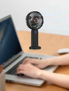 5-Speed Portable Handheld Electric Fan With LED Display, USB Rechargeable Mini Fan With Stand Base, Lightweight For Camping, Office, Travel, Home And Outdoor Use - Multicolor - View 17