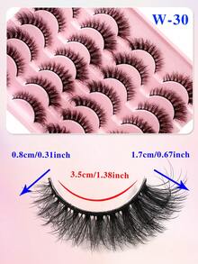 ENCHUW 14 Pairs Luxury Fluffy False Eyelashes - Dense, Wispy, 3D Effect, Reusable, Soft & Lightweight, Faux Mink Striped Lashes For Dramatic Eye Makeup - Black - View 2