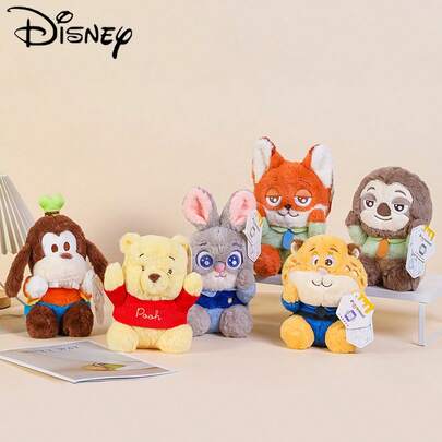 Disney 迪士尼授权小熊维尼和跳跳虎毛绒玩偶，疯狂动物城朱迪·尼克柔软毛绒玩具玩偶，派对装饰礼物