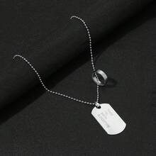 Vintage Hip-Hop Style Men's Stainless Steel Ring With Military Tag Engraving Pendant Sweater Chain Accessory - 1PC - 查看 2