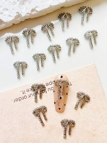 TSZS 20件套Y2K时尚蝴蝶结美甲饰品，流苏美甲装饰 - 灰色 - 查看 5