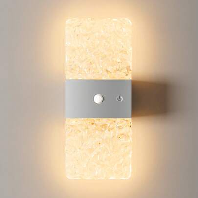 Lámpara de pared con sensor de cristal, lámpara de pared de acrílico, lámpara de pared LED inalámbrica, luz nocturna a batería, adecuada para pasillos, baños, dormitorios, cocinas, gabinetes, escaleras, entradas, mesitas de noche, armarios y otras decoraciones del hogar, sala de estar