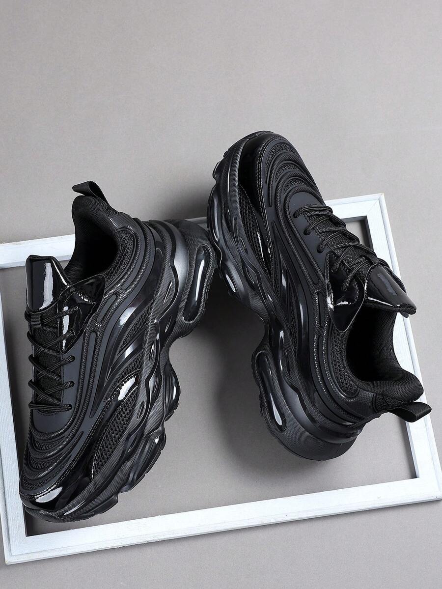 Fashion Casual Men's Shoes,Classic Stylish Men Sports Shoes Lace-Up Running Shoes,Personalized Men Sneakers Street Casual Shoes - Black - View 1