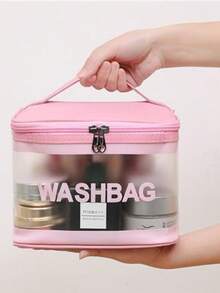 1pc Large-Capacity Transparent Waterproof Travel Toiletry Bag, Makeup Storage Bag Simple Letter Graphic Waterproof Large Capacity Makeup Organizer For Travel,Boho Vibes,For Holiday Beach, Bathroom Collection, Bedroom Collection, Large Capacity ,Makeup Bag - Multicolor - View 9