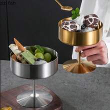 1pc Ins Style Stainless Steel Ice Cream Cup, Pudding Cup, High Stem Dessert Cup, Cold Drink & Juice Cup - Multicolor - View 6