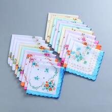 3 piezas Pañuelos cuadrados clásicos con estampado floral de media luna, fondo blanco, textura suave, livianos y transpirables, aptos para todas las estaciones, unisex, aplicables para exteriores, deportes, bodas y uso diario - Multicolor - Ver 7