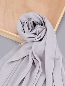 1 buah Syal Chiffon Warna Polos Kasual Serbaguna untuk Wanita, Selendang Pelindung Matahari Cocok untuk Penggunaan Sehari-hari atau Luar Ruangan, Musim Semi/Panas, Pantai, Liburan - Light Grey - View 4