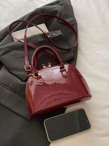 亮面贝壳手提包，通勤斜挎包，简约贝壳包，复古风 - 彩色 - 查看 10