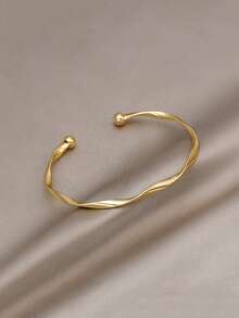 1pc Moebius Twist Line Design Adjustable Open Bangle Bracelet, Minimalist Elegant Friendship Gift, Suitable For Birthday Party - Multicolor - View 4