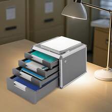 Schubladenorganizer, 4-stufiger Schreibtisch-Schubladenorganizer mit Schloss, Aluminiumlegierung und MDF-Ablagebox - A - Übersicht 2