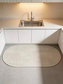 1 件椭圆形亚麻硅藻土浴室地垫，简约亚麻硅藻土浴室地毯 - 春夏通用，防水，可水洗，长条形，适用于玄关、走廊、洗衣房、客厅 - 彩色 - 查看 4