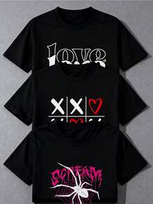 Camisetas para Mujer Juego de 3 Camisetas de Manga Corta de algodón Suave y Transpirable Diseño clásico para Ropa Informal Informal cómoda de Verano para Mujeres jóvenes y Adultas Tallas XS S M - 3 piezas negras - Ver 1