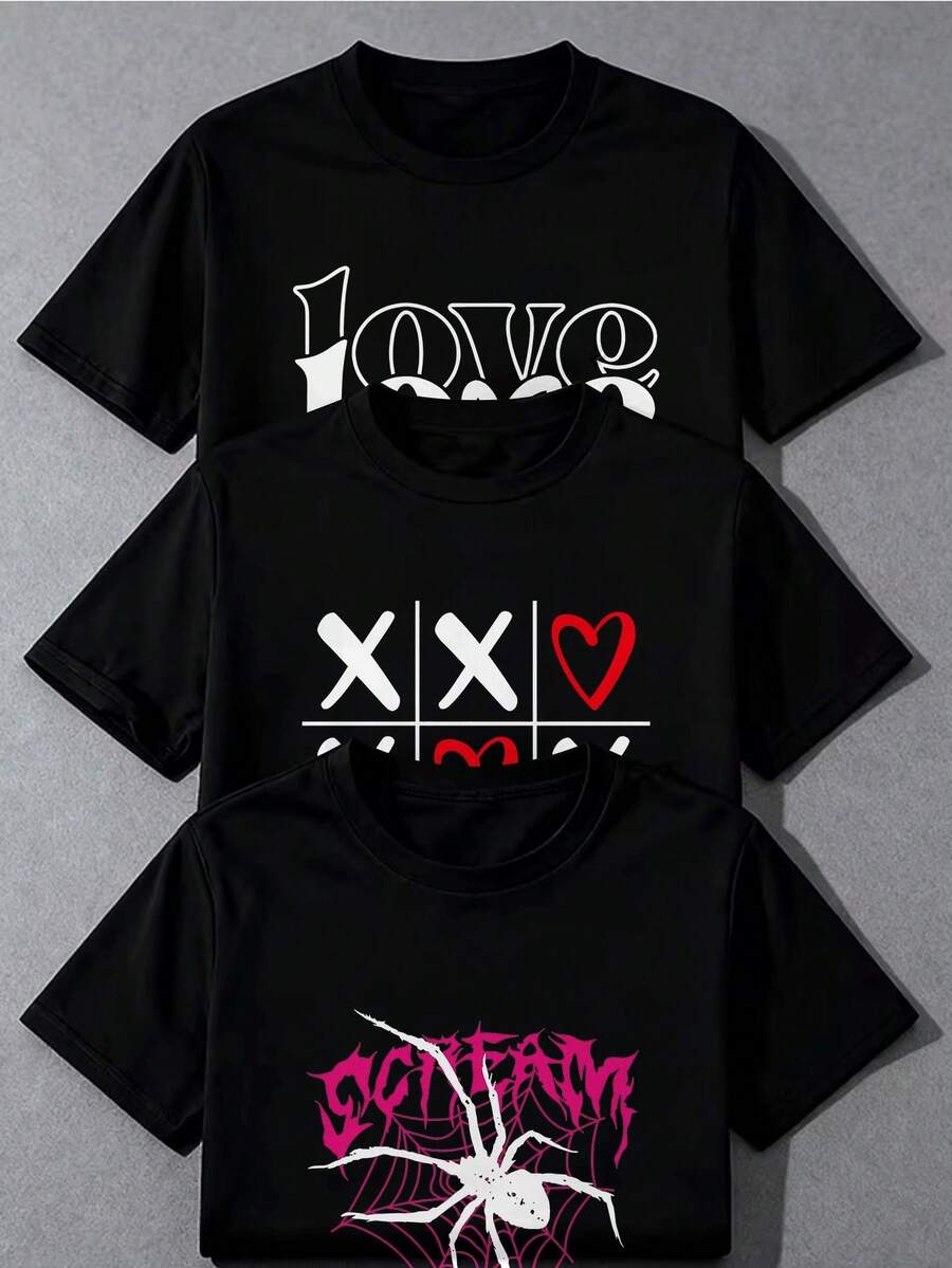 Camisetas para Mujer Juego de 3 Camisetas de Manga Corta de algodón Suave y Transpirable Diseño clásico para Ropa Informal Informal cómoda de Verano para Mujeres jóvenes y Adultas Tallas XS S M - 3 piezas negras - Ver 1