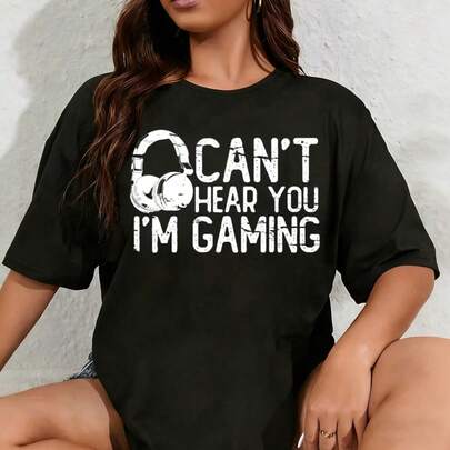 100% Cotton Can't Hear You I'm Gaming Headset Funny T Shirt   Attitude Mens Graphic Tees Built For Style Novelty Funny T Shirts For Men