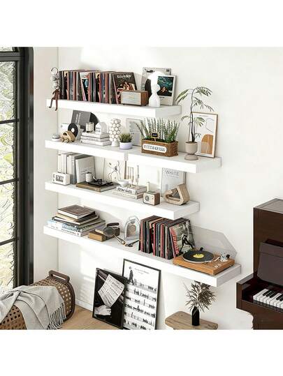 一套壁挂式储物架，复古长条形置物架，适用于客厅、浴室、洗衣房、卧室、厨房、家庭办公室