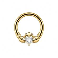 1PC Stainless Steel Skull Vine Septum Clicker Ring Heart Zirconia Nose Ear Tragus Cartilage Daith Helix Piercing Body Jewelry 16G - As Shown - View 18