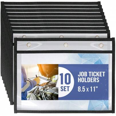 10/5 Pack Reusable Portable Horizontal Work Ticket Holder, 8.5x11 Inch Waterproof Work Order Protection Plastic Bag, Suitable For School, Home And Office
