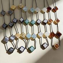 Queen - Long Four-Leaf Necklace With Natural Stones - Boho Chic Fashion 7-4 - 隨機的 - 查看 3
