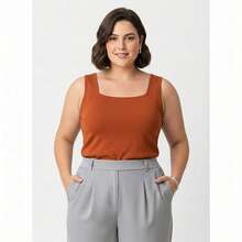 Tank Top With Square Neckline In Front And Back, Suplex Fabric Summer - Marrón - Ver 8