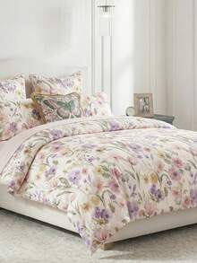 2件/3件套水彩花卉数码印花被套套装（1个被套+2个枕套，不含被芯），适合房间装饰和日常使用，采用聚酯纤维制成，柔软亲肤，适用于主卧、客房、次卧，四季皆宜，时尚印花，套装组合，卧室升级，家居翻新，设计感十足。 - 彩色 - 查看 12