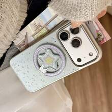 GUCADI 银边磁吸镀金蓝星+蓝莓星磁吸手机壳，兼容苹果，适用于 17pm、15 磁吸支架、16 Pro 镀金、14 清新蓝，时尚、独特、创意、简约、清新、小众、奢华、ins 风格。 - 銀色 - 查看 6