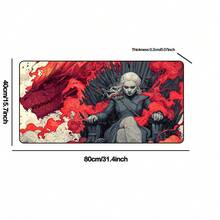 Alfombrilla de ratón grande de estilo vintage del Trono de Hierro de Daenerys, base de goma antideslizante extendida, tapete de escritorio con arte de tinta de dragón rojo, accesorio de computadora duradero, ideal para oficina y configuración de juegos, regalo perfecto para fanáticos de la serie de fantasía y la serie de televisión - Ver 9