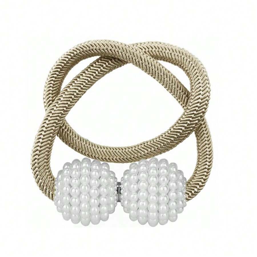 Magnetic Curtain Tiebacks Tie Backs Buckle Clips Holdbacks Ball For Curtain - 卡其色1件 - 查看 1