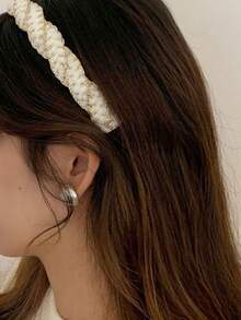 1pc Women's Black Gold Thread Braided Headband, Elegant Autumn/Winter Braided Headband, Slightly Raised Crown Design Makes Face Look Smaller, Suitable For Daily Wear, Parties, And Galas Hair Band Diadema Hair Hoop - Black - View 4