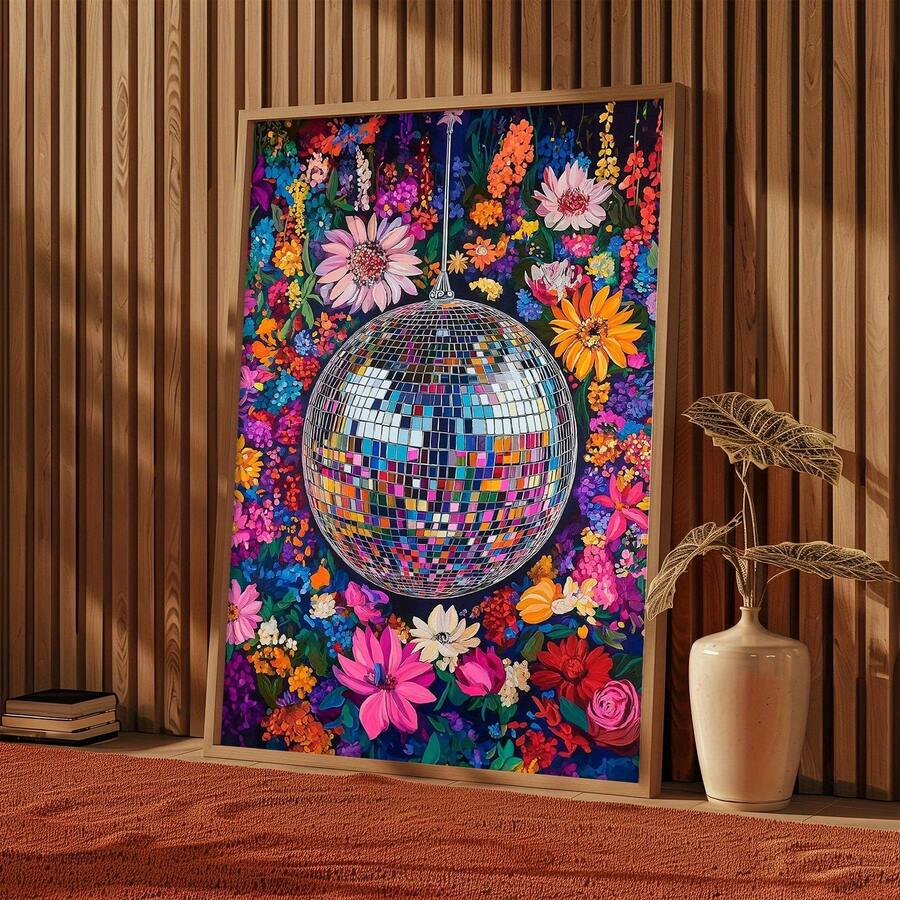 1 buc Disco Ball Maximalist Living Room Colorat Artă de perete Pânză HD Print Poster Cadou Ideal Artă pentru Dormitor Birou Baie Decor de perete Acasă, Fără ramă - F - Vizualizare 1